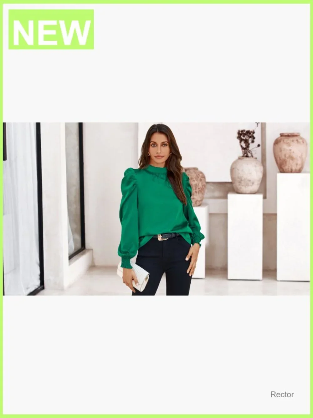 Mock Neck Long Sleeve Blouse Women Dressy Casual Work Tops Satin Shirt - Picture 7 of 7